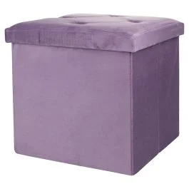 Pouf contenitore multiuso effetto velluto, lilla, Sibilla