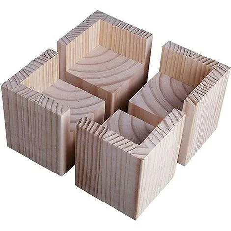 Set di 4 rialzi per letto, in legno, per sollevare mobili pesanti.