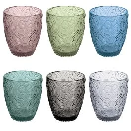 Set 6 bicchieri acqua colorati 325 ml in pasta di vetro, Sharm Sibilla