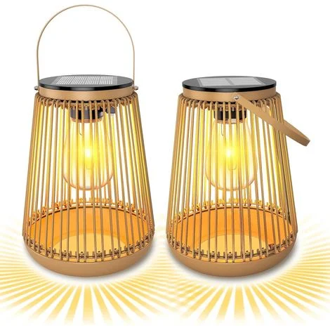2pcs Lanterne solari,luci solari da appendere all'esterno impermeabili,lanterne intrecciate a mano,decorazioni da giardino,luci da campeggio da tavolo per esterni per giardino,cortile, portico,alberi