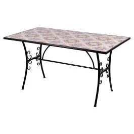 Tavolo rettangolare da esterno 143x83 cm in ferro e ceramica, Vietri Esté