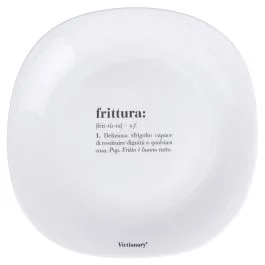 Piatto piano quadrato in vetro opalino, bianco, Victionary Frittura