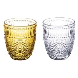 Set 2 bicchieri acqua 330 ml, trasparente e ambra, Siviglia Sibilla