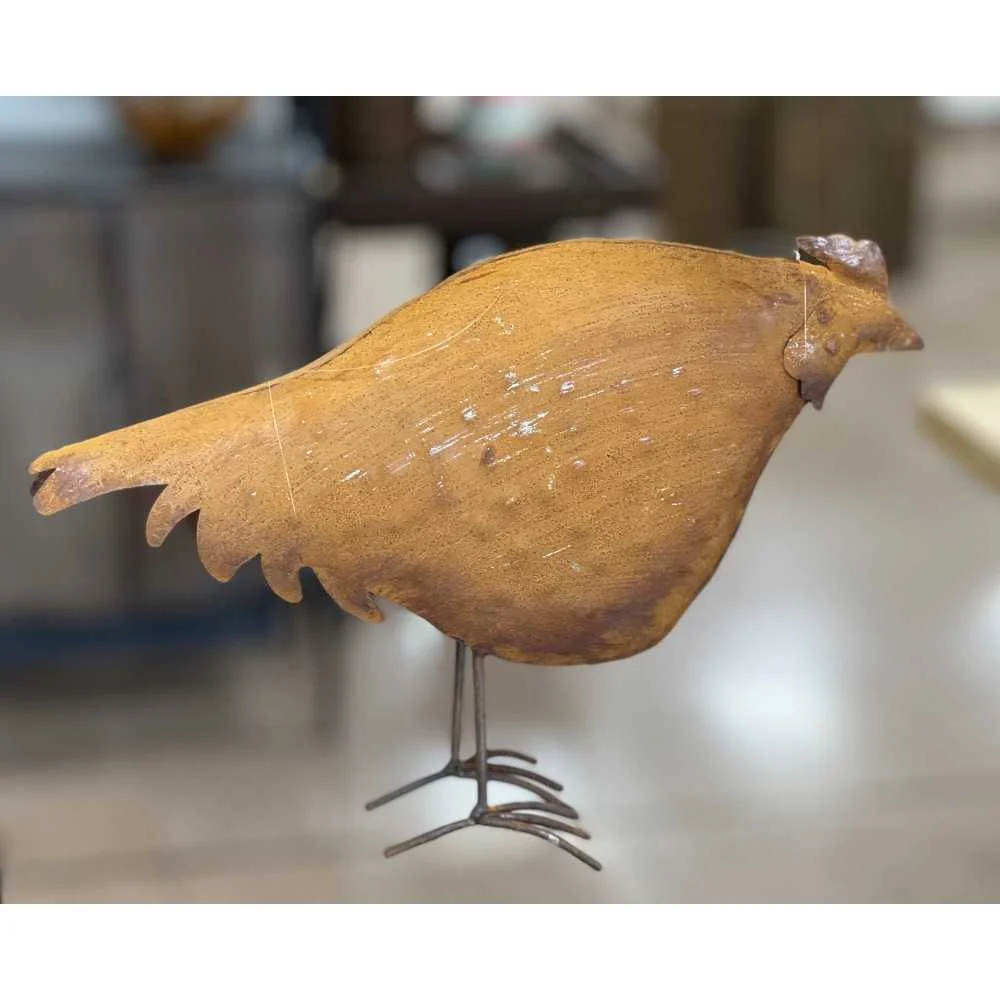 Gallina Decorativa Metallo Marrone H 25 cm