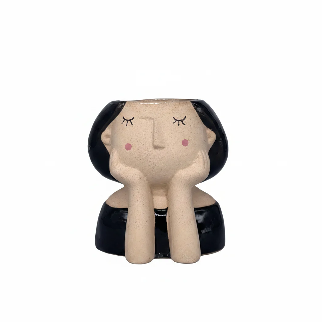 Arpimex Vaso Testa Ragazza Ceramica H 10,5 cm