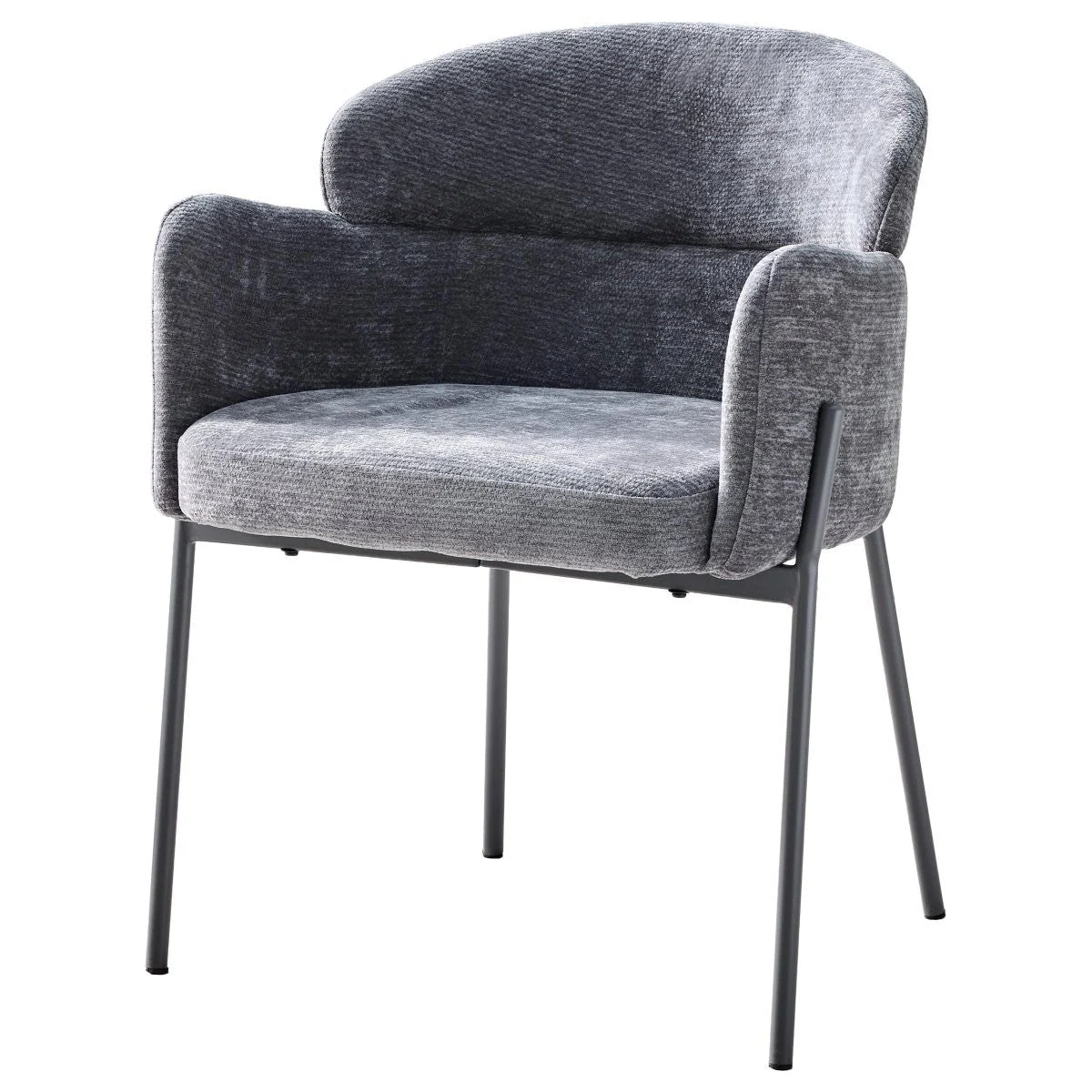 Dimo Poltrona Iris in Tessuto  Grigio con Gambe in Metallo – Sedia da Arredo Design Moderno