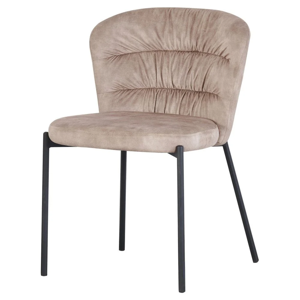 Dimo Sedia Jackie in Tessuto Beige con Gambe Nere in Metallo – Sedia Design Moderna