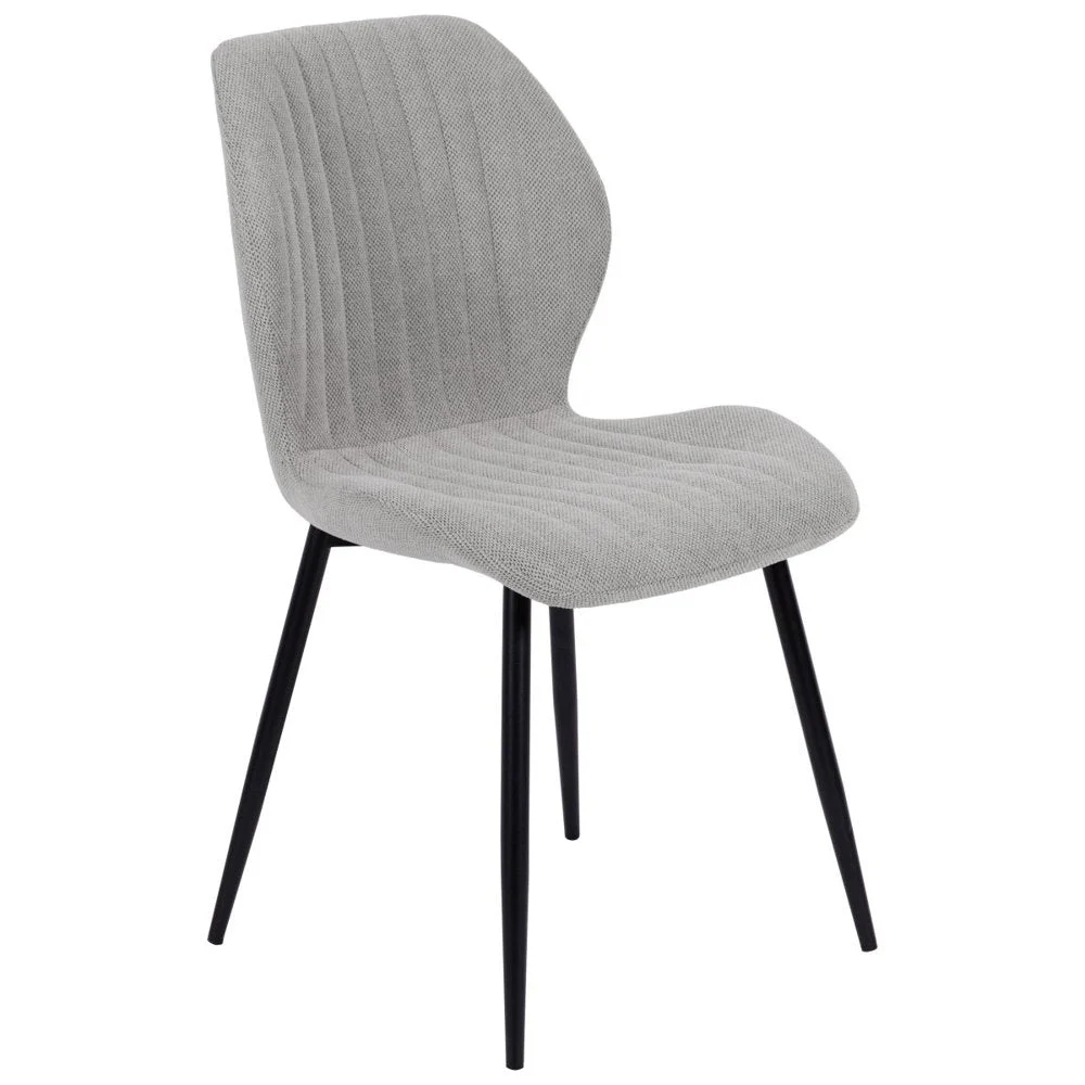 Dimo Sedia Jole in Tessuto Grigio con Gambe in Metallo Nero – Sedia Design Moderna