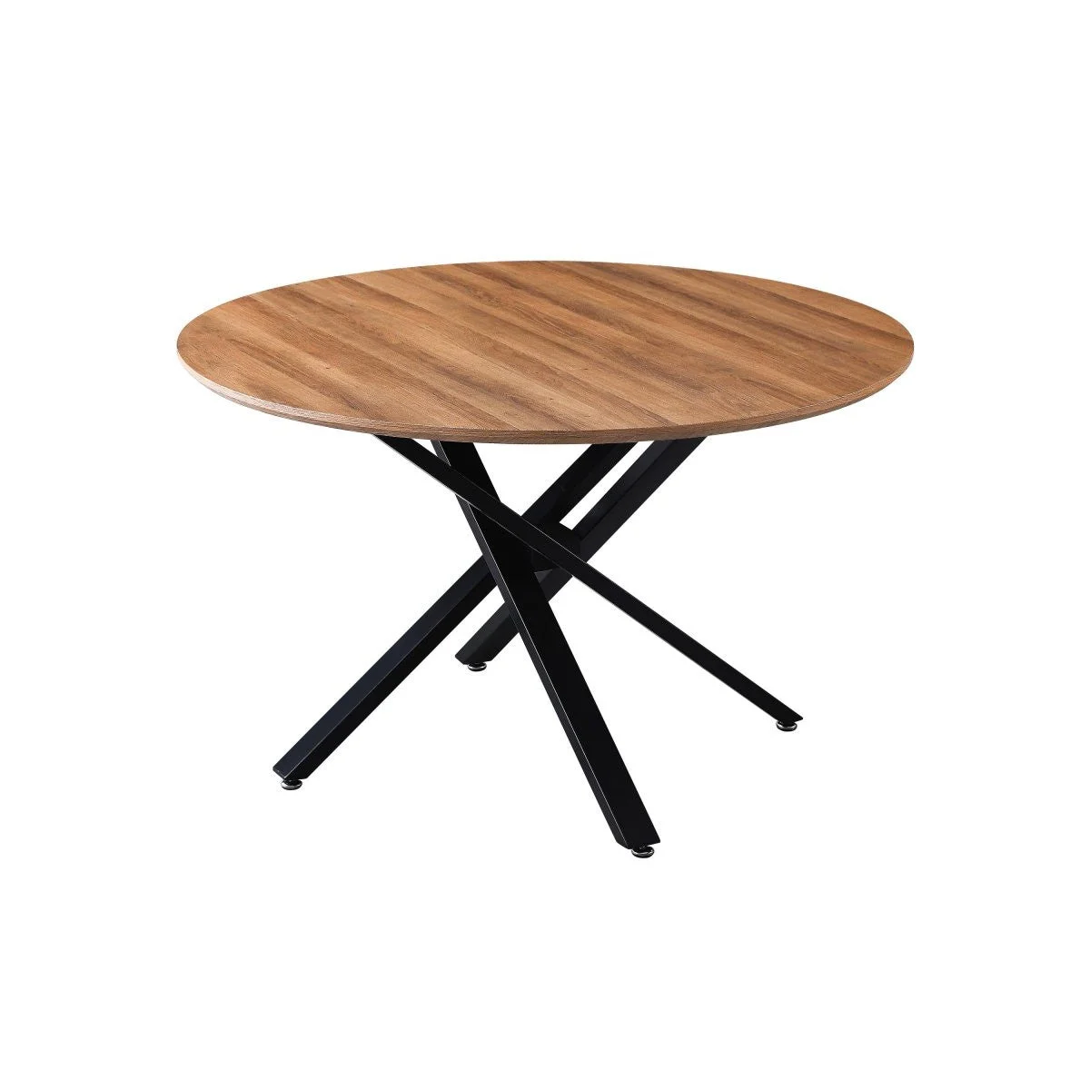 Dimo Tavolo Rotondo Jasper D 120 Cm H 75 Cm – Piano MDF Effetto Noce Naturale con Gambe in Metallo