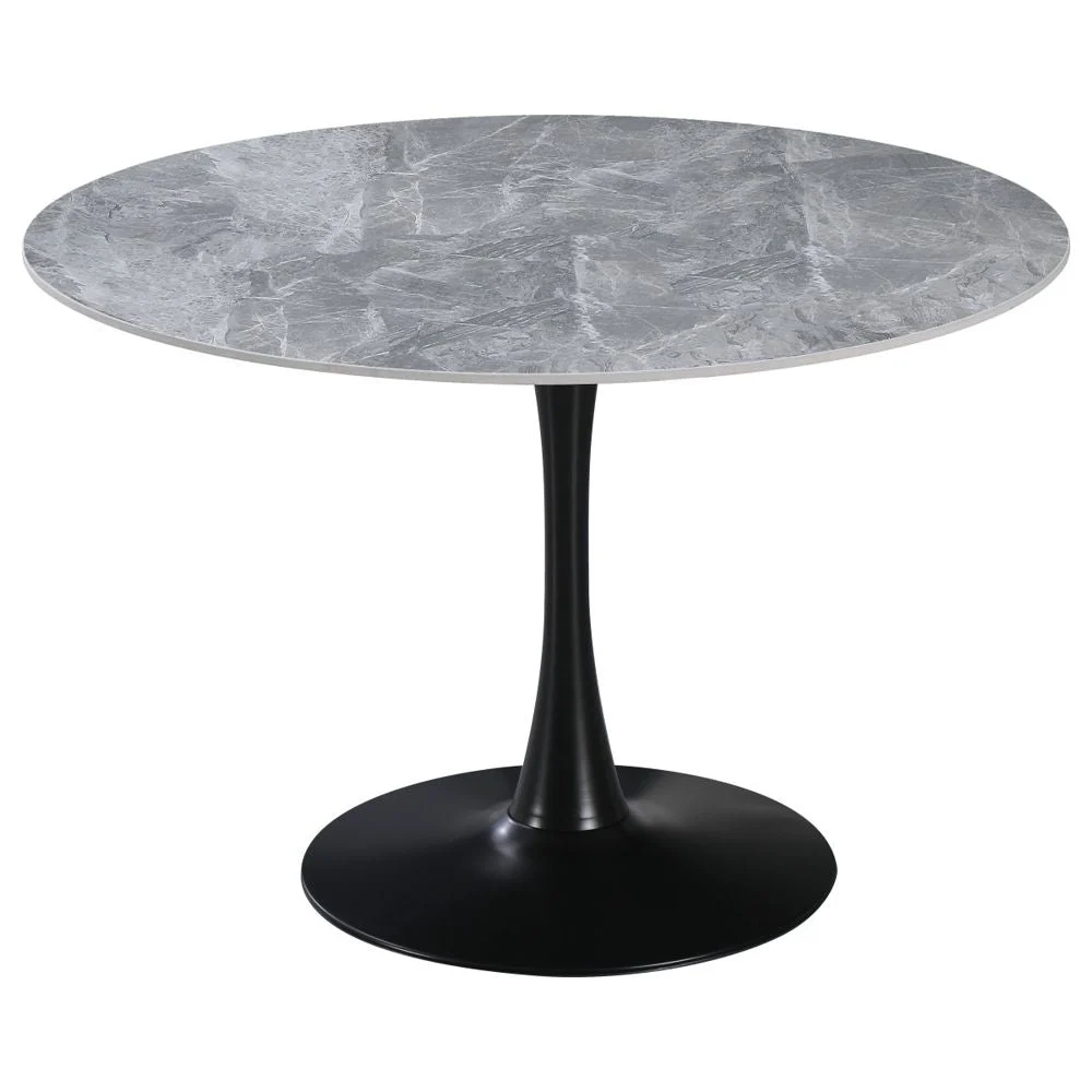 Dimo Parker Tavolo Rotondo D 110 cm Ceramica Grigio Lucido