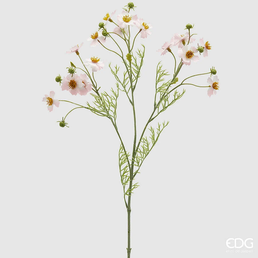 EDG Enzo De Gasperi Cosmos Ramo con Foglie H 65 Cm Pianta Artificiale Rosa Chiaro