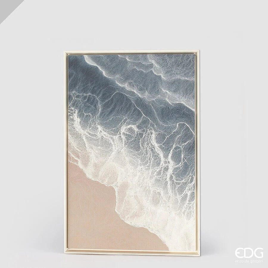EDG Enzo De Gasperi Quadro Abstract Rettangolare Beach Onde 120 x 80 Cm Colore Acqua – Decorazione Parete Design Moderno Casa