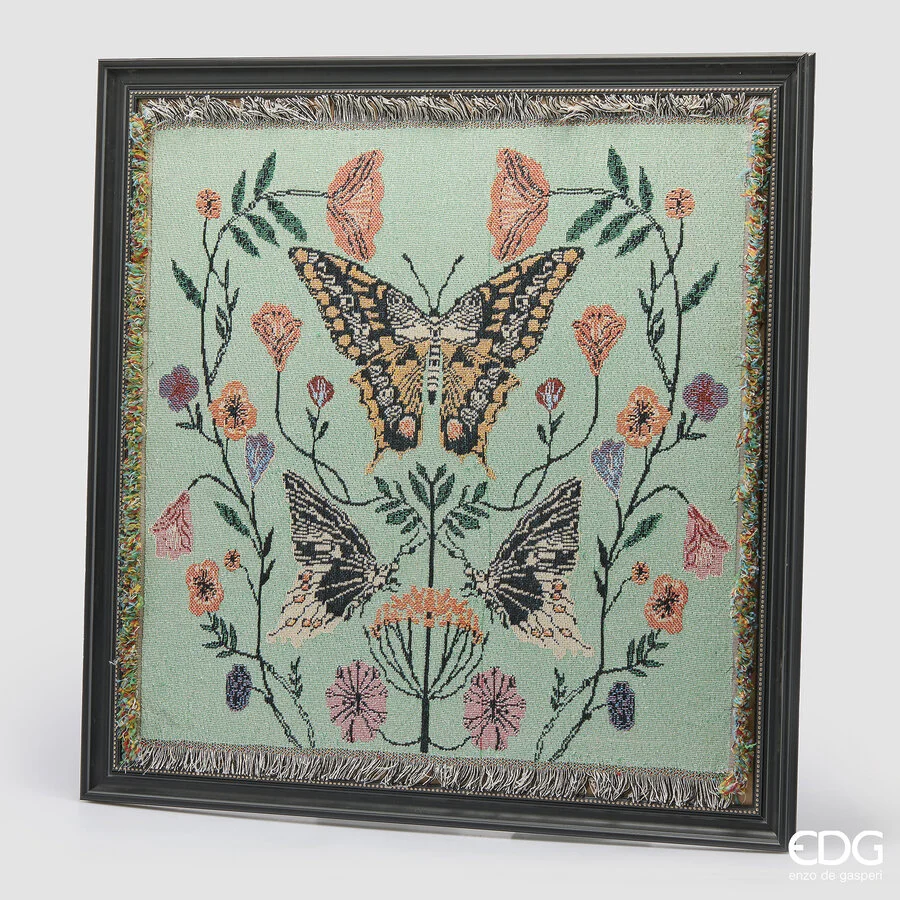 EDG Enzo De Gasperi Quadro Farfalle Quadrato 96 x 96 Cm Multicolor – Decorazione Parete Design Moderno Casa