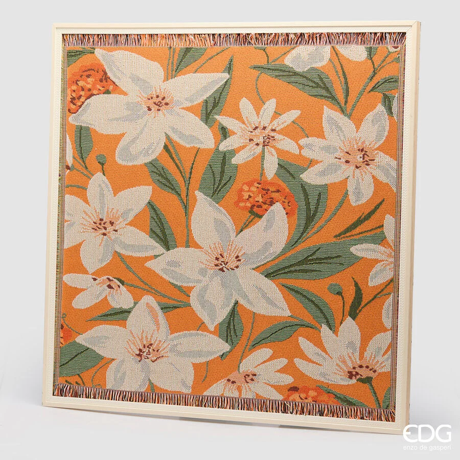 EDG Enzo De Gasperi Quadro Fiori Quadrato 97 x 97 Cm Orange Mix – Decorazione Parete Design Moderno Casa