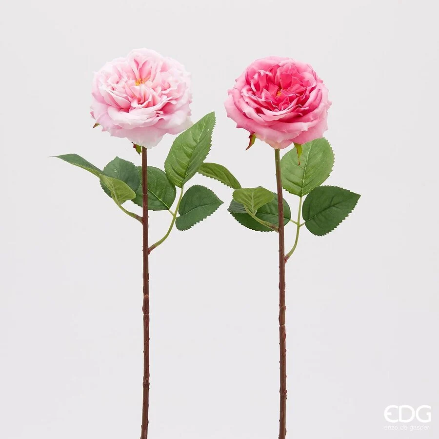 EDG Enzo De Gasperi Rosa Alma Olis 2 Fg Ass. H 48 Cm Pianta Artificiale Rosa Chiaro o Scuro 1 Pz