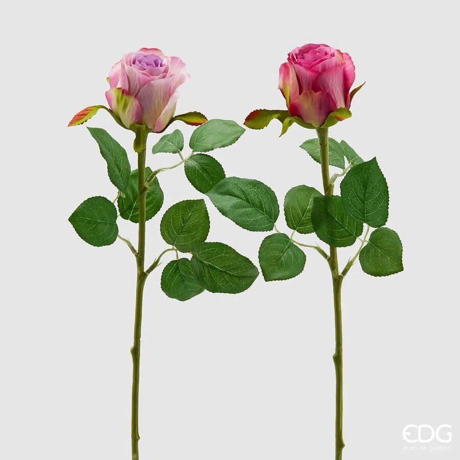 EDG Enzo De Gasperi Rosa Bocciolo Olis 3 Fg Ramo Ass. H 51 Cm Pianta Artificiale Mauve 1 Pz