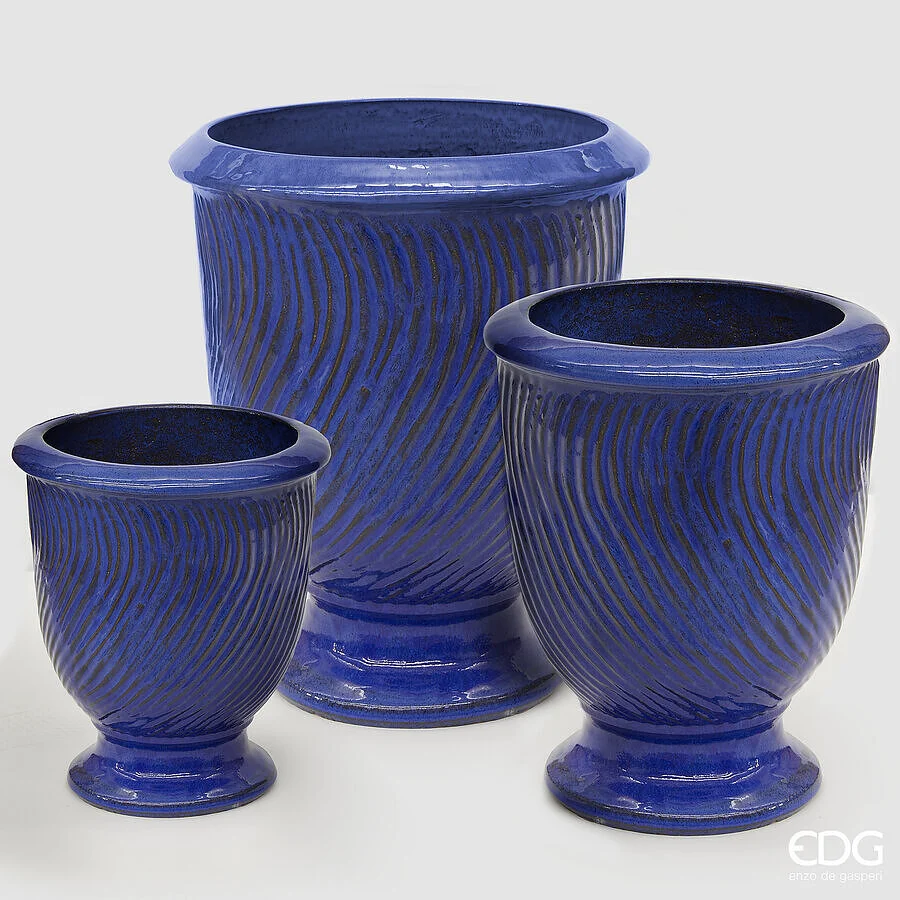 EDG Enzo De Gasperi Set 3 Vasi Atlas Onde Coppa Royal Blue