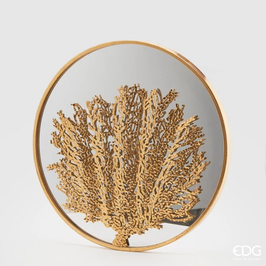 EDG Enzo De Gasperi Specchio in Metallo con Decorazione Corallo D 60 Cm Gold – Specchio Parete Design Elegante