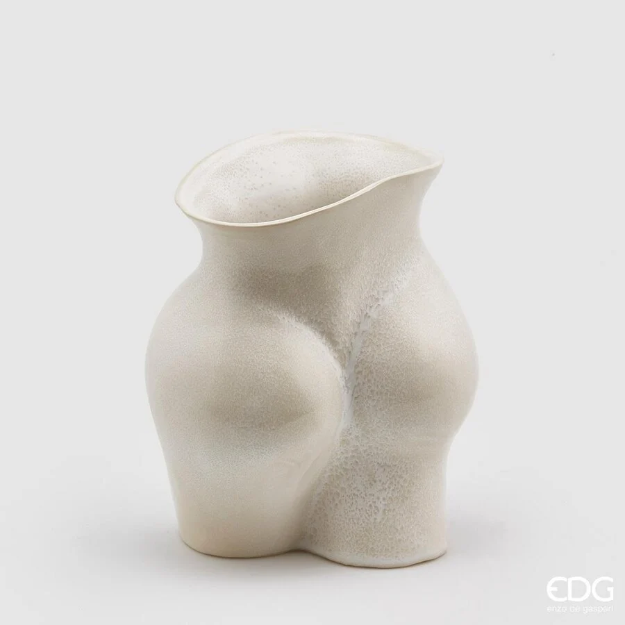EDG Enzo De Gasperi Vaso Chakra Booty H 26 Cm 22 x 16 Cm Ceramica Bianco