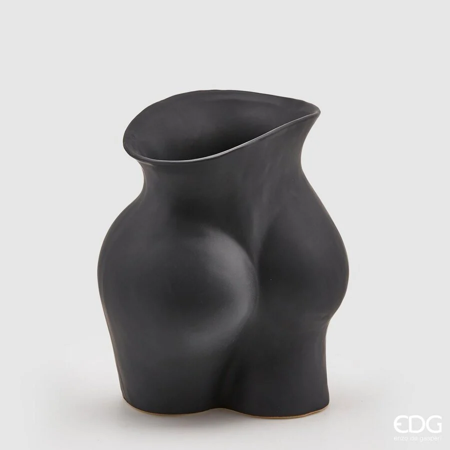 EDG Enzo De Gasperi Vaso Chakra Booty H 26 Cm 22 x 16 Cm Ceramica Nero