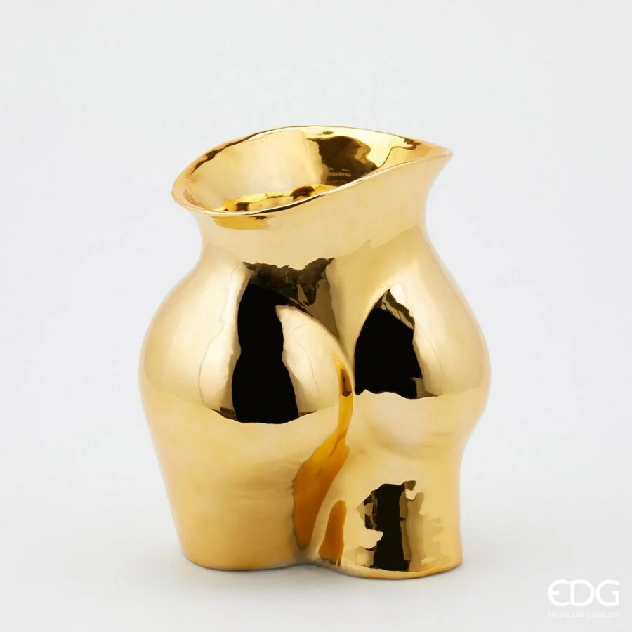 EDG Enzo De Gasperi Vaso Chakra Booty H 26 Cm 22 x 16 Cm Ceramica Oro