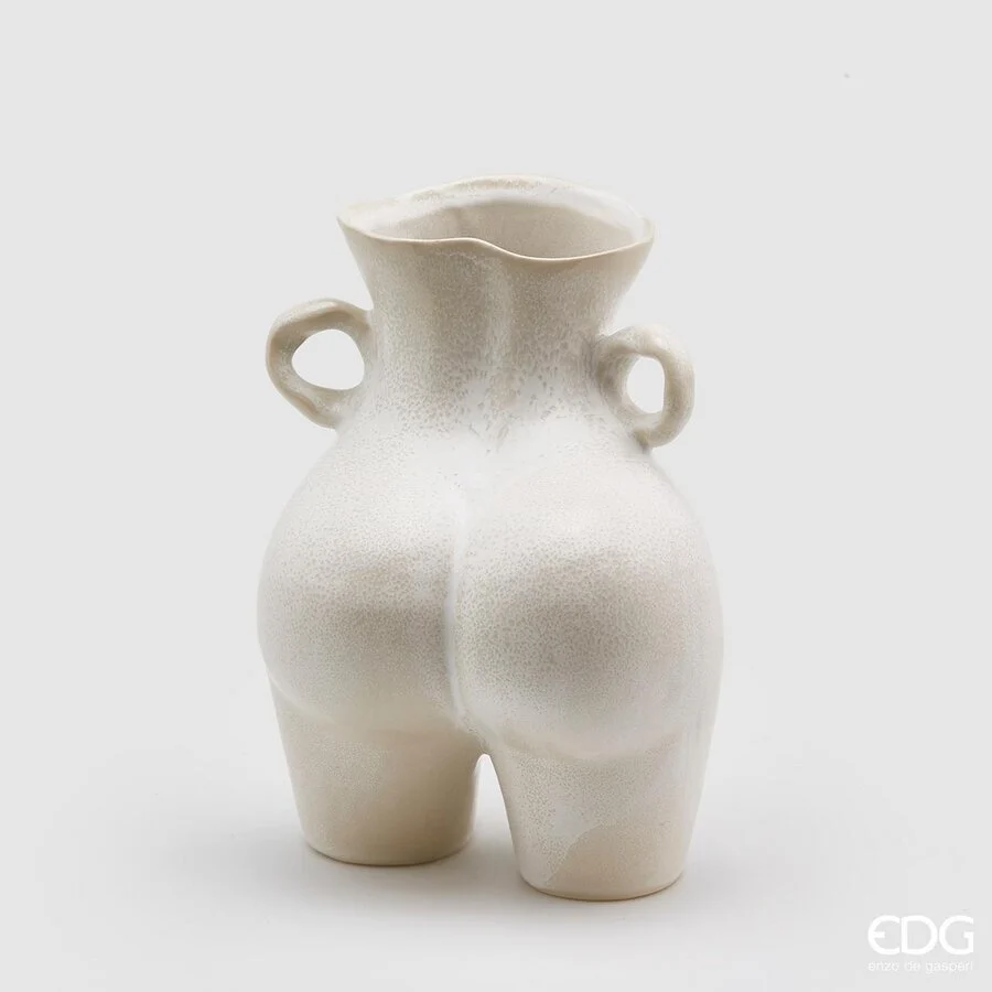 EDG Enzo De Gasperi Vaso Chakra Booty H 27 Cm 20 x 16,5 Cm Ceramica Bianco