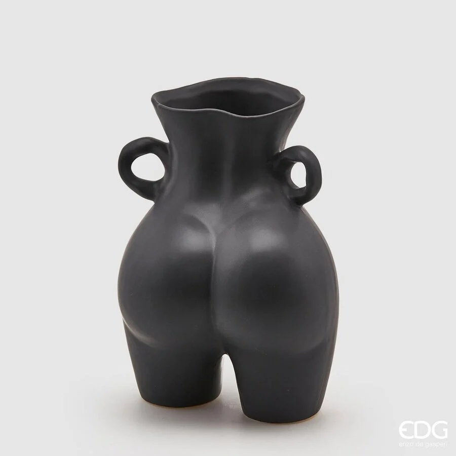 EDG Enzo De Gasperi Vaso Chakra Booty H 27 Cm 20 x 16,5 Cm Ceramica Nero