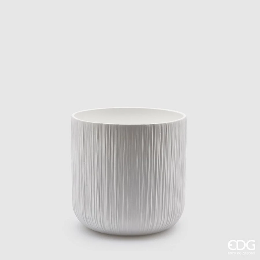 EDG Enzo De Gasperi Vaso Gen Bianco Ceramica Rilievo 15 cm