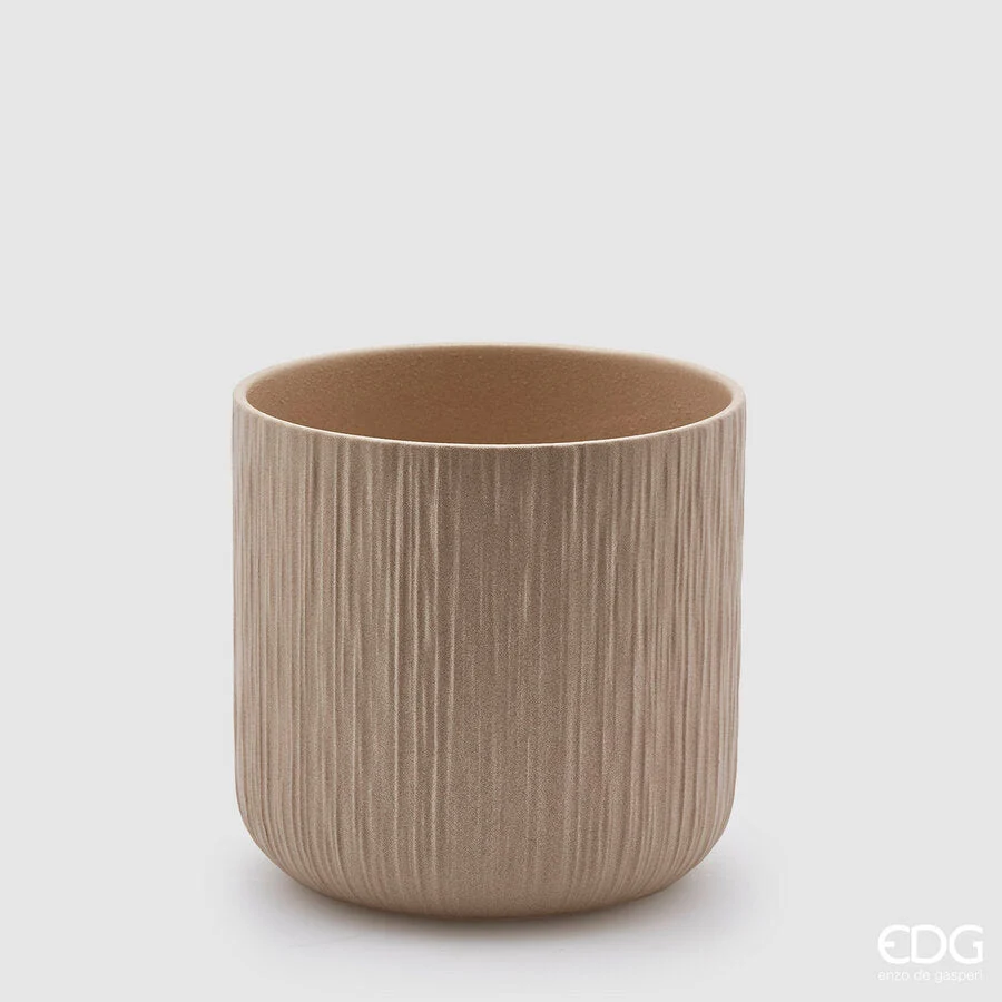 EDG Enzo De Gasperi Vaso Gen Sabbia Ceramica Rilievo 18 cm