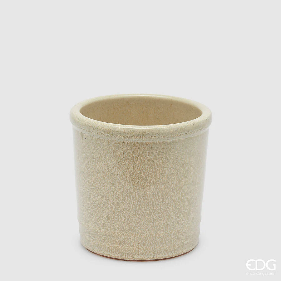 EDG Enzo De Gasperi Vaso Glaze Cilindro Avorio Ceramica 18 cm