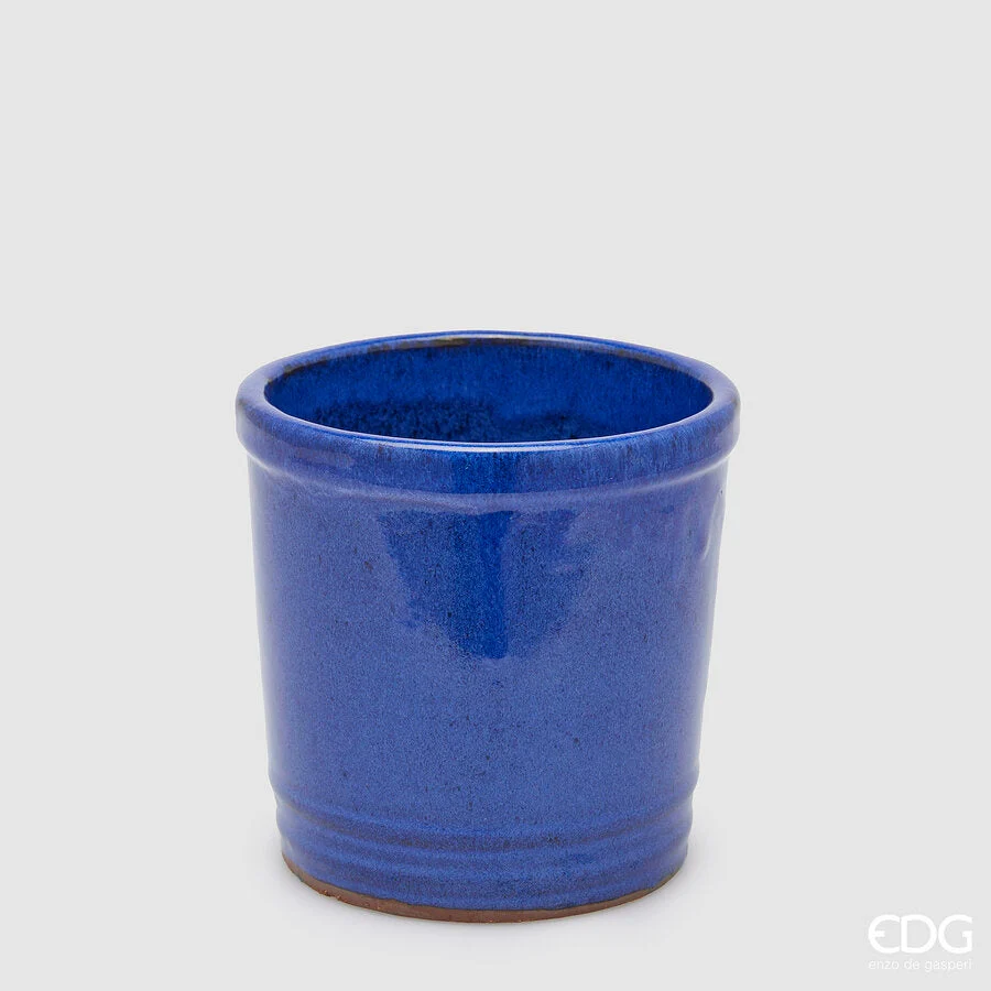 EDG Enzo De Gasperi Vaso Glaze Cilindro Blu Ceramica 18 cm