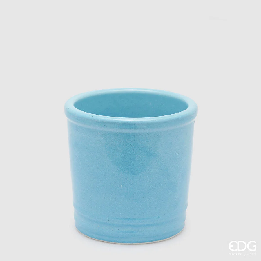 EDG Enzo De Gasperi Vaso Glaze Cilindro Celeste Ceramica 18 cm