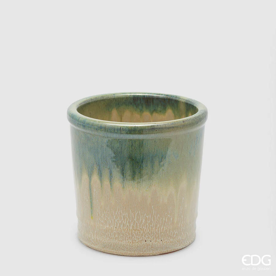 EDG Enzo De Gasperi Vaso Glaze Cilindro Lime Ceramica 18 cm