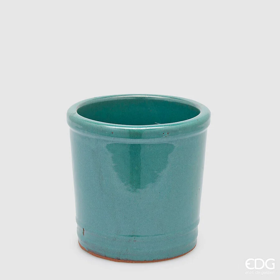 EDG Enzo De Gasperi Vaso Glaze Cilindro Salvia Ceramica 18 cm