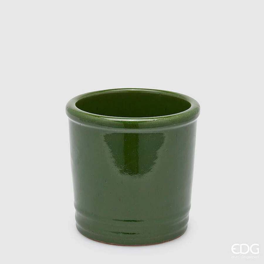 EDG Enzo De Gasperi Vaso Glaze Cilindro Verde Ceramica 18 cm