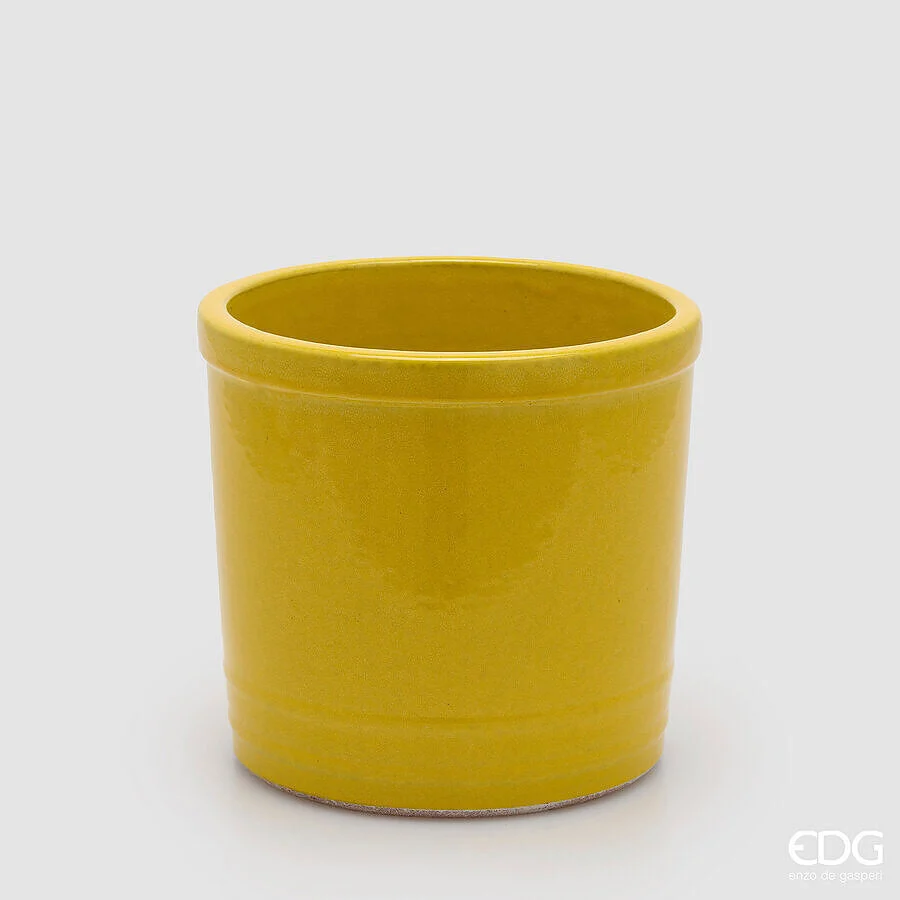 EDG Enzo De Gasperi Vaso Glaze Cilindro Giallo Ceramica 23 cm