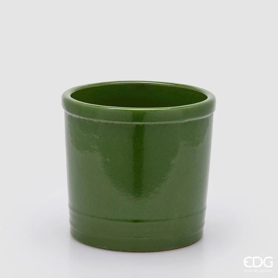 EDG Enzo De Gasperi Vaso Glaze Cilindro Verde Ceramica 23 cm