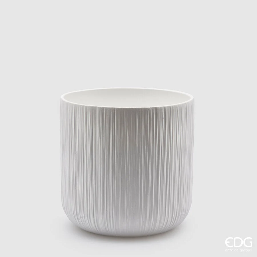 EDG Enzo De Gasperi Vaso Gen Bianco Ceramica 18 cm