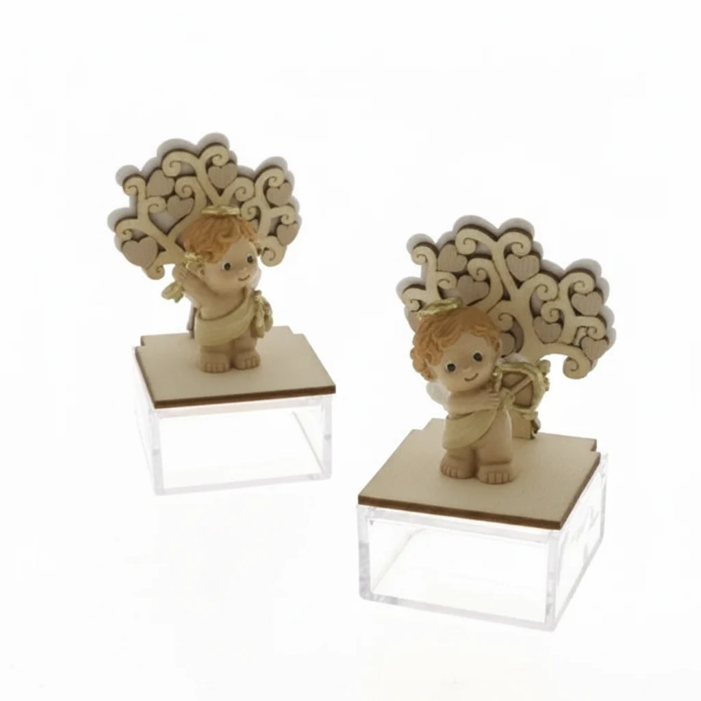 Etm Angelo Albero della Vita Box Porta Confetti Legno Plexiglass 11 cm