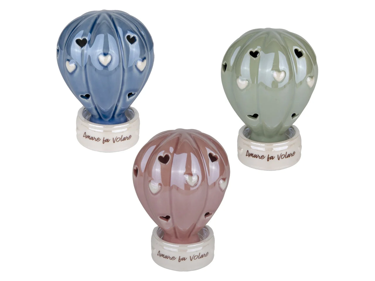 Etm Balloon Mongolfiera Porcellana LED H.12 cm Assortita