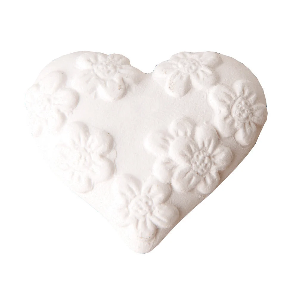 Etm Gesso Applicazione Cuore Fiori Bianco 3,5 cm – 12 pz