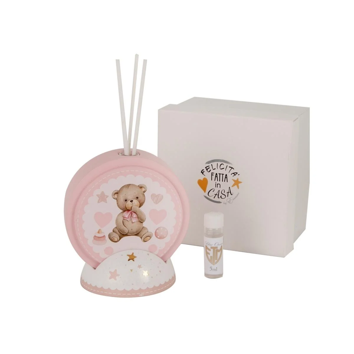 Etm Pittura Diffusore Baby Rosa Ceramica Orsetto H 11 cm