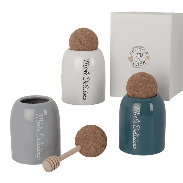 Etm Style Porta Miele Ceramica ø 7,5 cm H.12 cm 3 Varianti