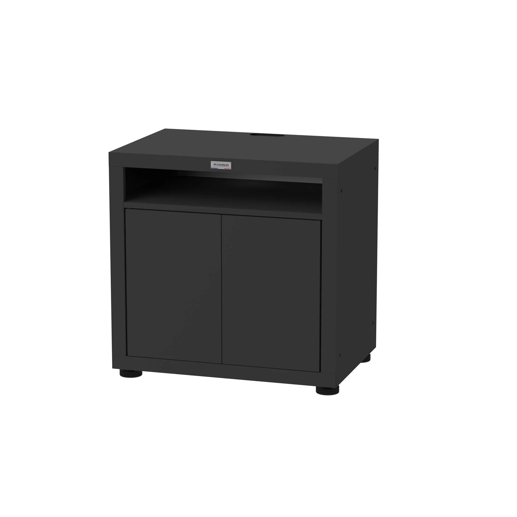 Le Marquier Mobile Piano di Appoggio per Piastra 80 x 55 Cm Nero – Supporto Cucina con Top Nero