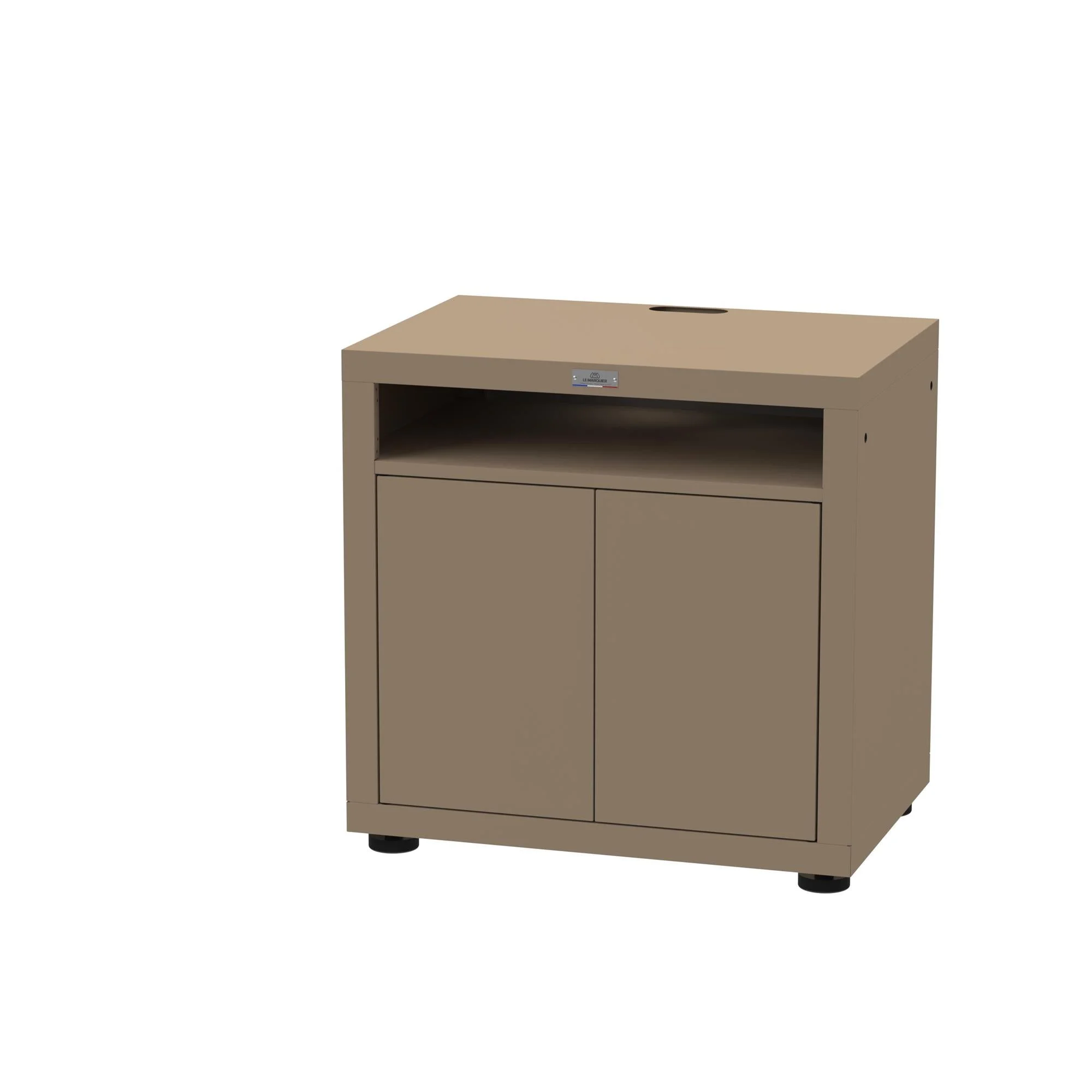 Le Marquier Mobile Piano di Lavoro con Ante 80 x 55 Cm H 79 Cm Taupe – Top Sabbia per Cucina Outdoor e Plancha