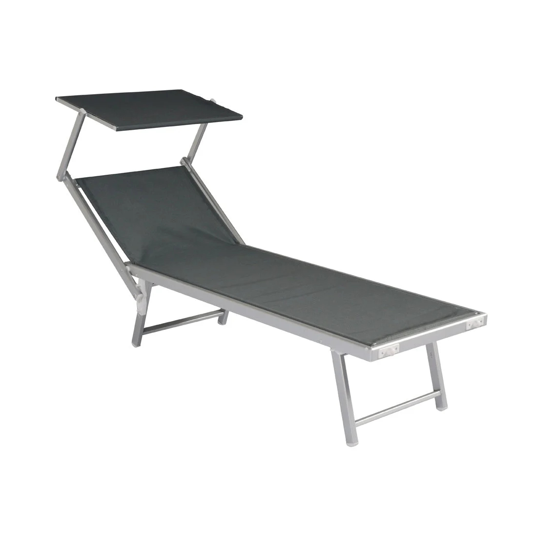 Moia Greenwood Lettino Mare Tettuccio Alluminio Textilene Grigio