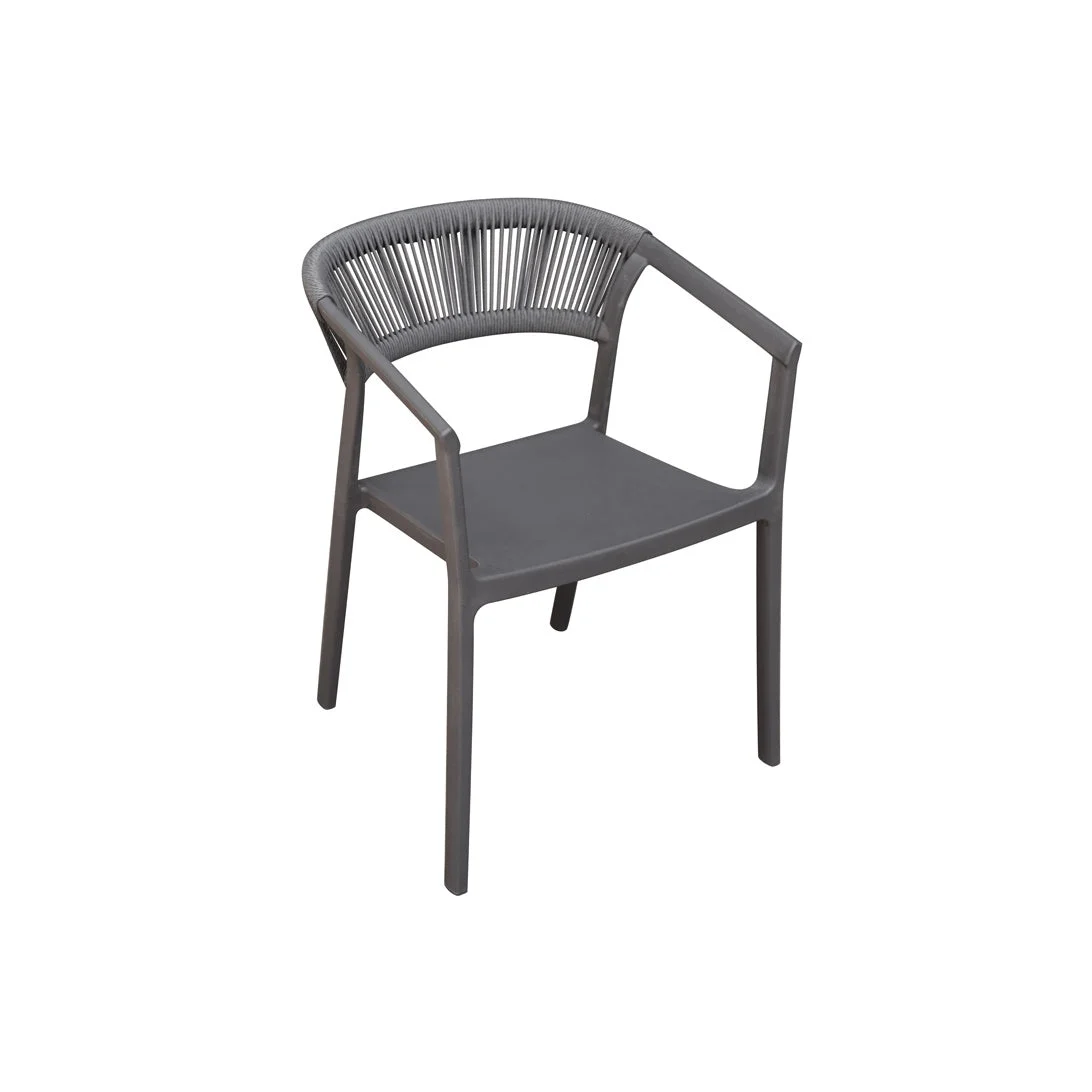 Moia Greenwood Poltrona Sedia Lione in Polipropilene con Corda Antracite – Sedia Outdoor Impilabile Resistente UV