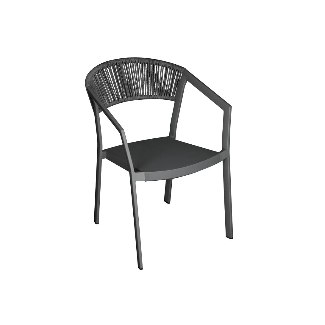 Moia Greenwood Sedia Poltrona Cagliari in Alluminio Antracite – Poltrona Outdoor con Wicker Antracite e Textilene Grigio Chiaro