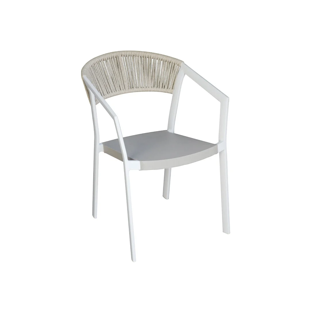 Moia Greenwood Sedia Poltrona Cagliari in Alluminio Bianco – Poltrona Outdoor con Wicker Canapa e Textilene Coffee