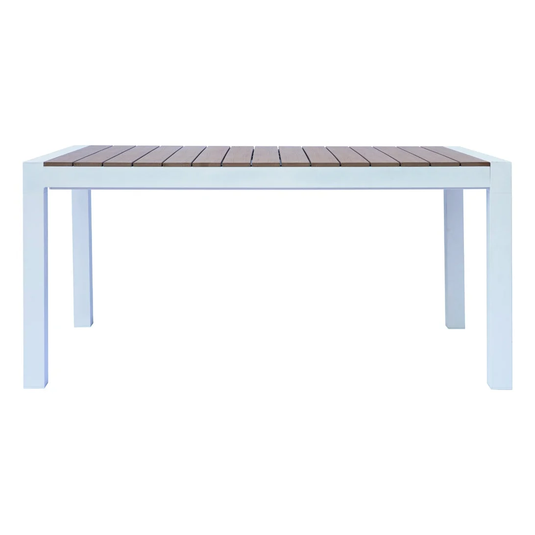 Moia Greenwood Tavolo Arenzano Allungabile 211 / 276 x 100 Cm in Alluminio Bianco con Piano Effetto Legno – Design Moderno